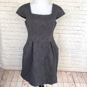 BCBGeneration Gray Cap Sleeve Fit and Flare Dress